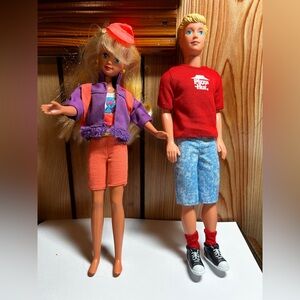Mattel Doll Pair with Red and Purple Outfits